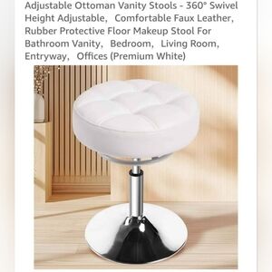 White Faux Leather Adjustable Stool